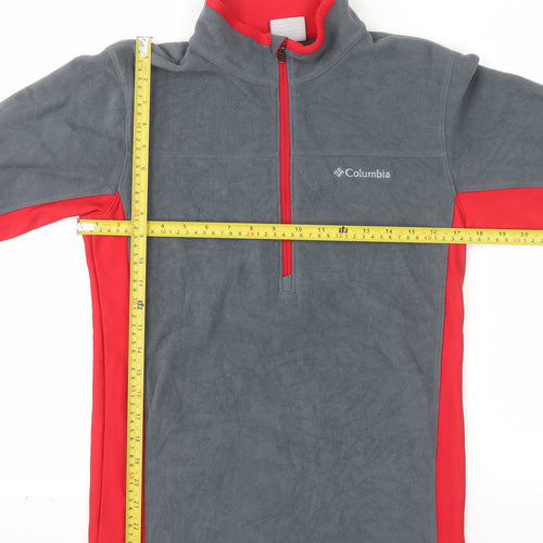 Columbia Men's Grey Red 1/4 Zip Fleece Pullover Sweatshirt XS