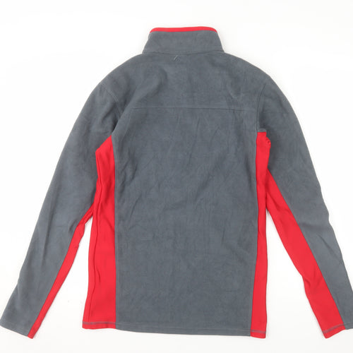 Columbia Men's Grey Red 1/4 Zip Fleece Pullover Sweatshirt XS