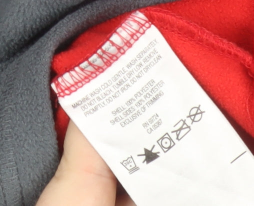 Columbia Men's Grey Red 1/4 Zip Fleece Pullover Sweatshirt XS