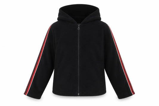 Front view of Traffic Women Black Full Zip Hooded Sweatshirt L Polyester