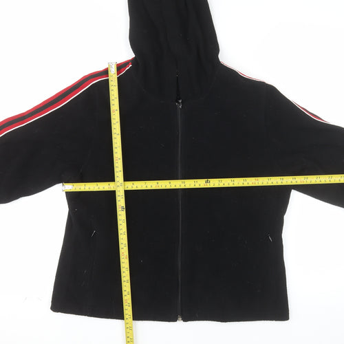 Traffic Women Black Full Zip Hooded Sweatshirt L Polyester