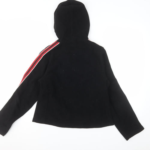 Traffic Women Black Full Zip Hooded Sweatshirt L Polyester