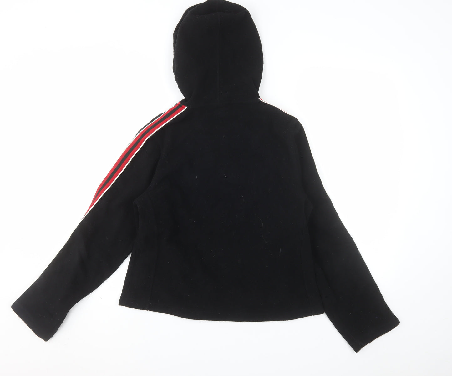 Traffic Women Black Full Zip Hooded Sweatshirt L Polyester