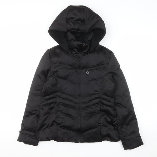 DKNY Womens Black S Hooded Puffer Jacket Winter Coat