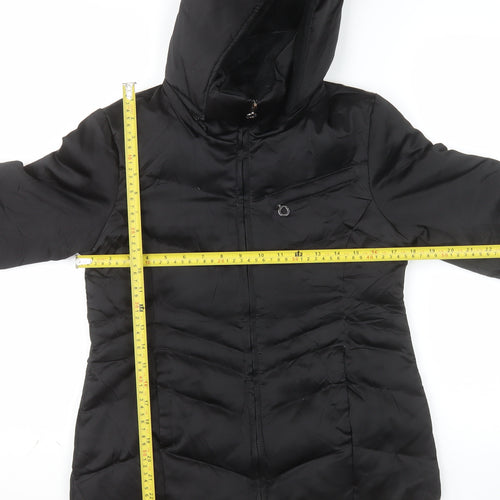 DKNY Womens Black S Hooded Puffer Jacket Winter Coat