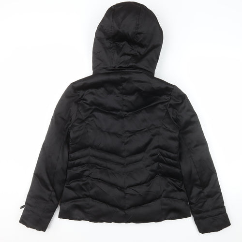 DKNY Womens Black S Hooded Puffer Jacket Winter Coat