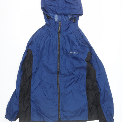 Eddie Bauer Men's Blue M Windbreaker Jacket Hooded Nylon Outdoor