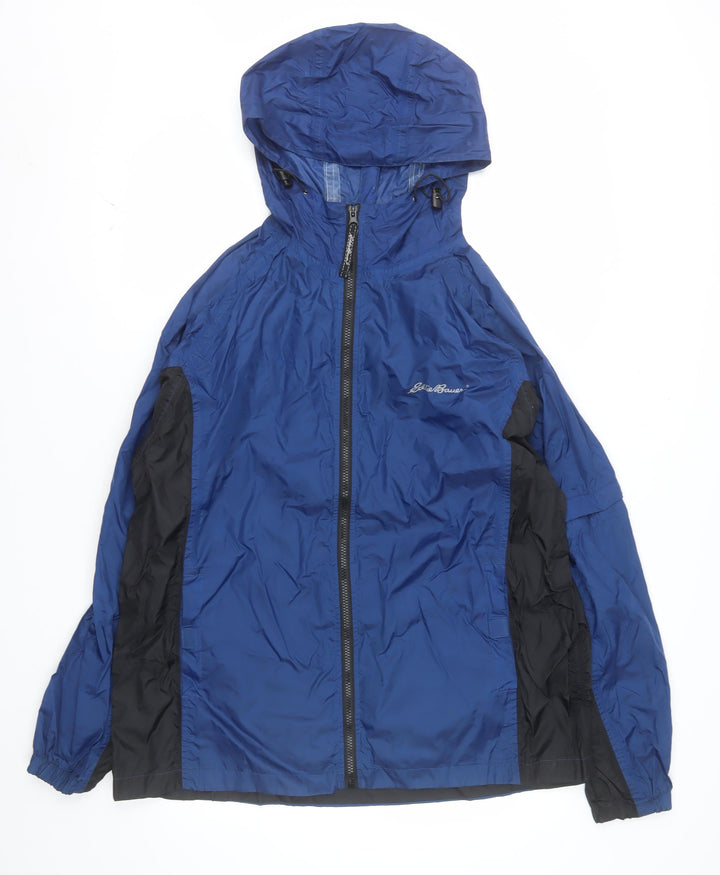 Eddie Bauer Men's Blue M Windbreaker Jacket Hooded Nylon Outdoor