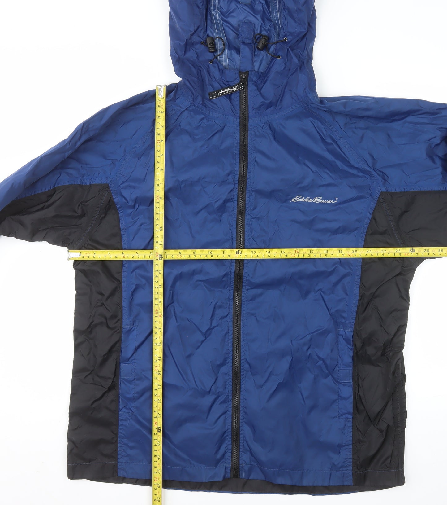 Eddie Bauer Men's Blue M Windbreaker Jacket Hooded Nylon Outdoor