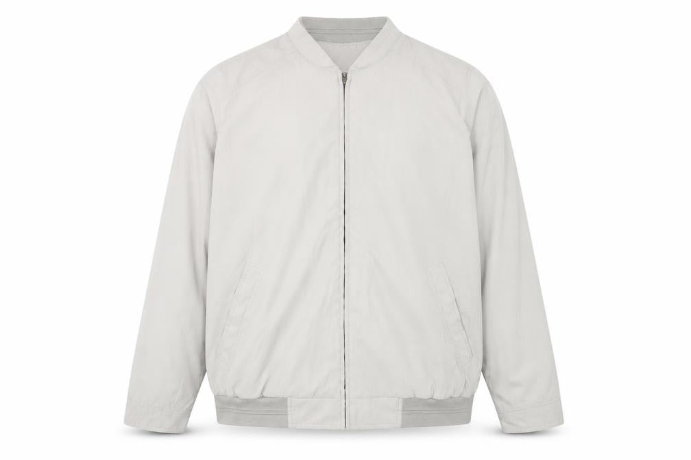 Front view of Barisal Men’s Beige Bomber Jacket, size 54, Regular Fit Zip Front