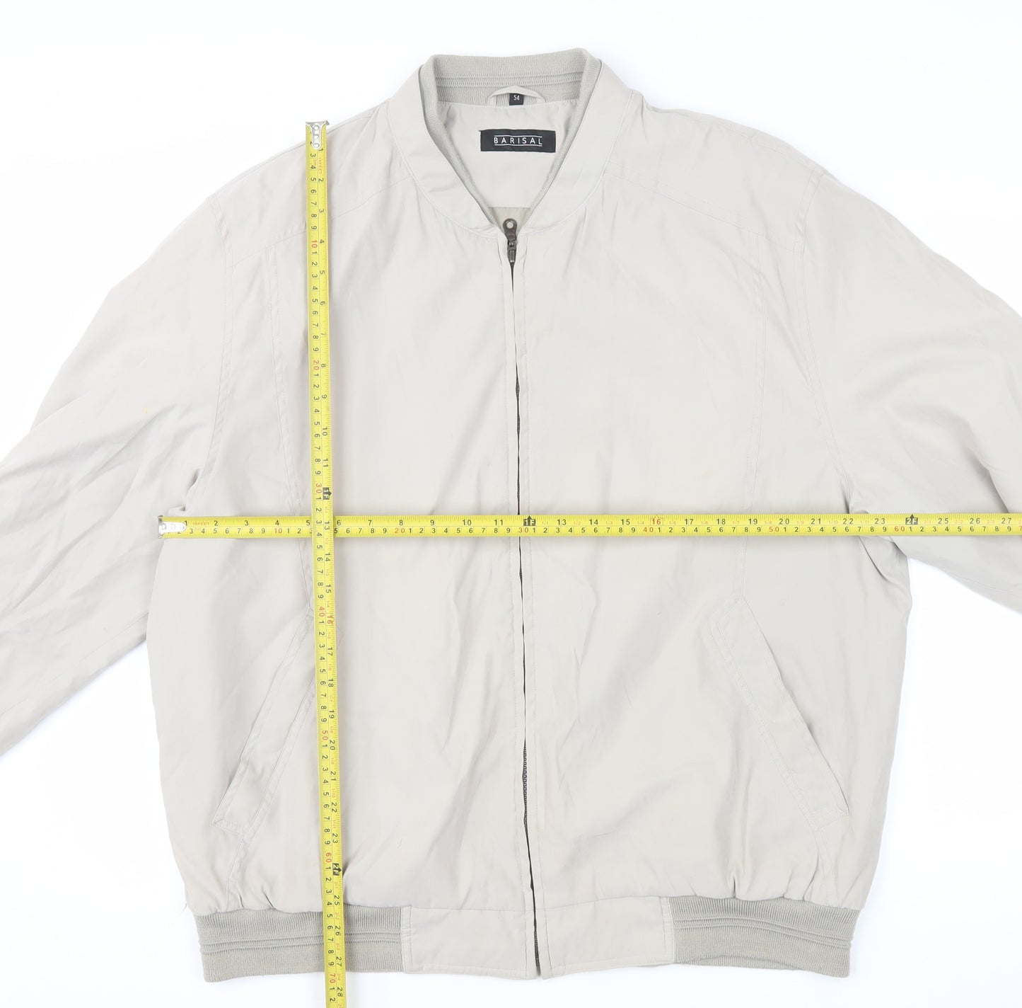 Barisal Men’s Beige Bomber Jacket Size 54 Regular Fit Zip Front