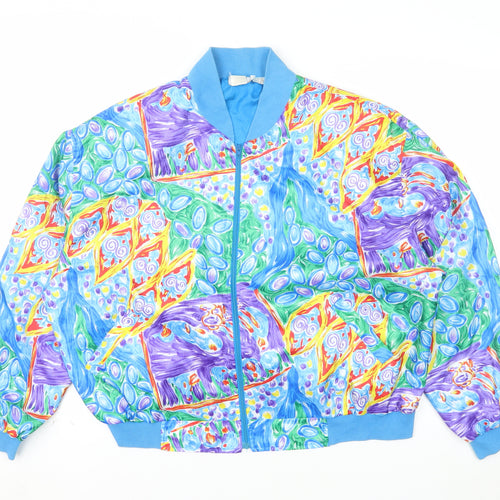TanJay Men's Multicoloured L Bomber Jacket 80s Retro Polyester Zip