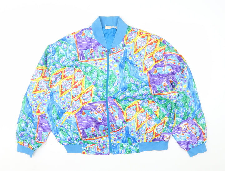 TanJay Men's Multicoloured L Bomber Jacket 80s Retro Polyester Zip