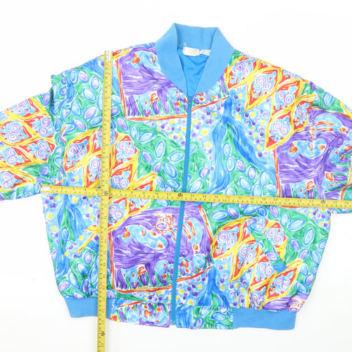 TanJay Men's Multicoloured L Bomber Jacket 80s Retro Polyester Zip