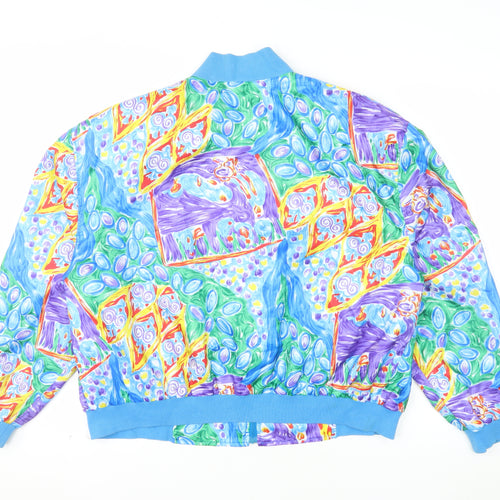 TanJay Men's Multicoloured L Bomber Jacket 80s Retro Polyester Zip
