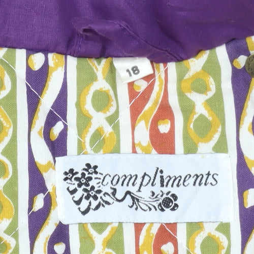 Compliments Womens Purple Quilted Parka Jacket Size 18 Relaxed Fit