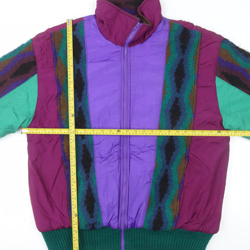 ESCALA Men's Multicoloured Retro 90s Puffer Jacket L Full Zip Acrylic