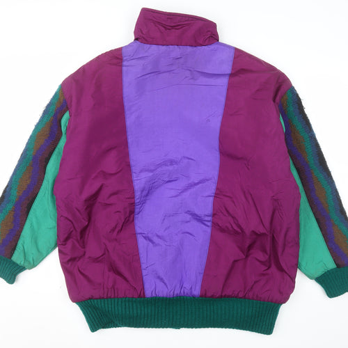 ESCALA Men's Multicoloured Retro 90s Puffer Jacket L Full Zip Acrylic