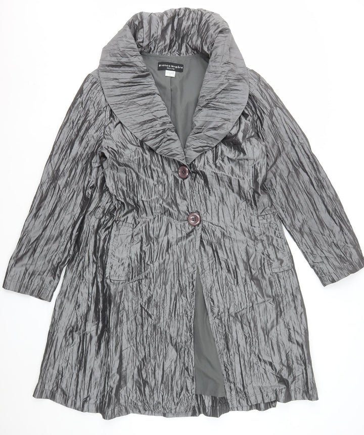 Bianca Nygard Women’s Grey Petite Size 12 Mid-Length Buttoned Coat