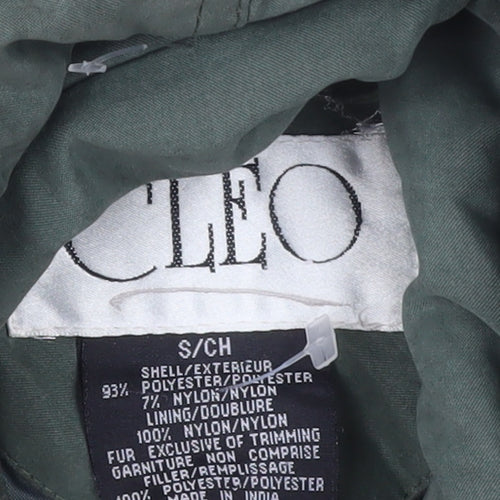 Cleo Women’s Green Faux Fur Trim Hooded Parka Jacket S