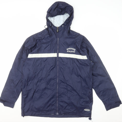 English Bay Men's Blue Hooded Windbreaker Jacket Size S