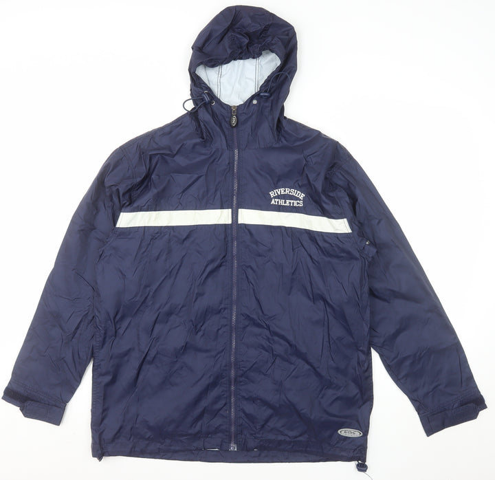 English Bay Men's Blue Hooded Windbreaker Jacket Size S