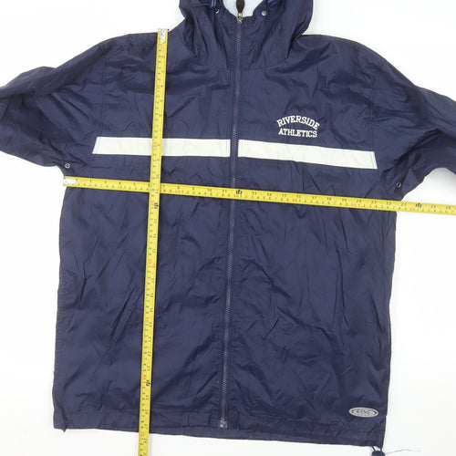 English Bay Men's Blue Hooded Windbreaker Jacket Size S