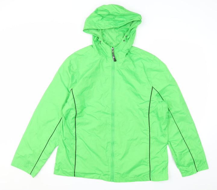i5 Apparel Women Green L Lightweight Hooded Windbreaker Jacket