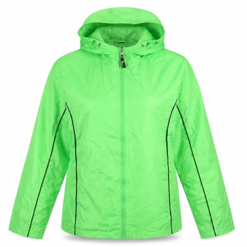 i5 Apparel Women Green L Lightweight Hooded Windbreaker Jacket