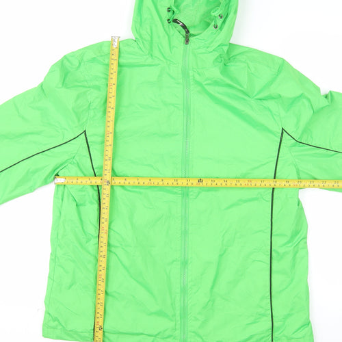 i5 Apparel Women Green L Lightweight Hooded Windbreaker Jacket