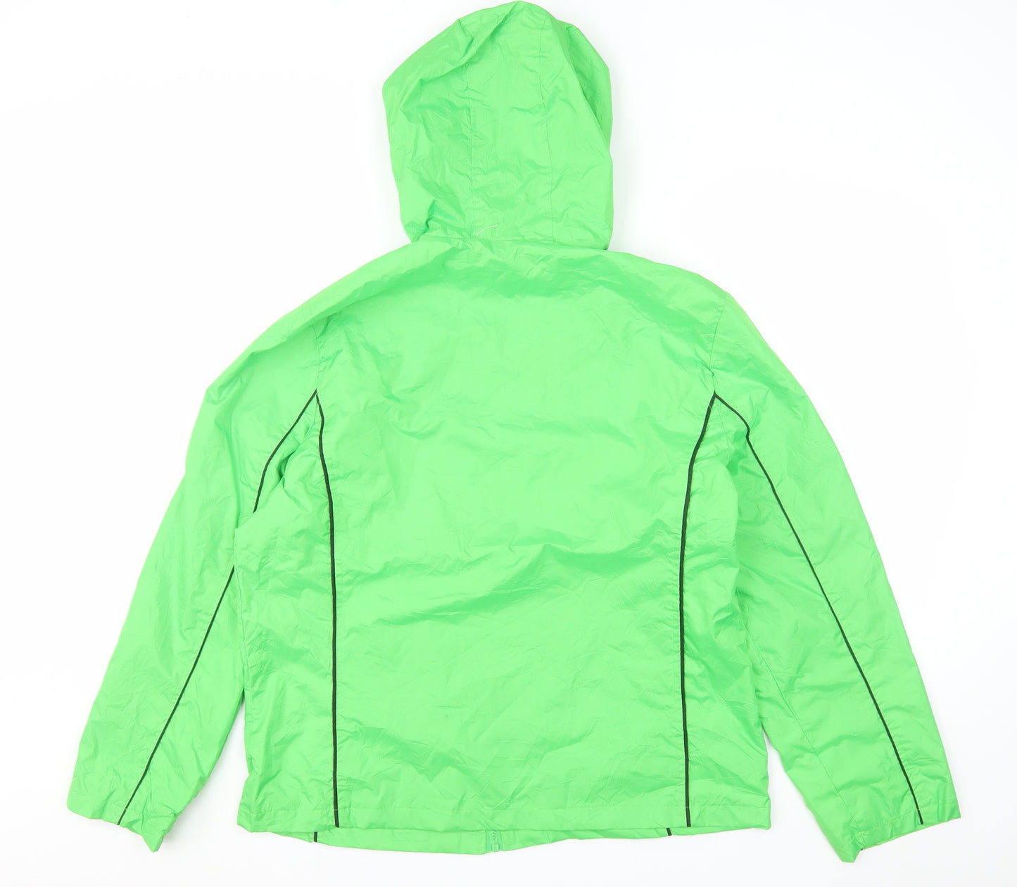 i5 Apparel Women Green L Lightweight Hooded Windbreaker Jacket