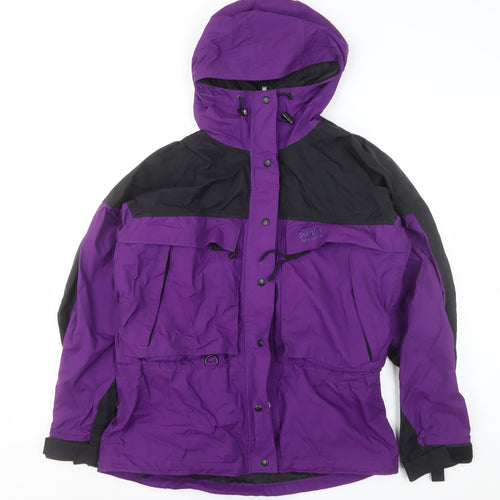 Solstice Womens Purple Black Hooded Anorak Jacket L Windproof