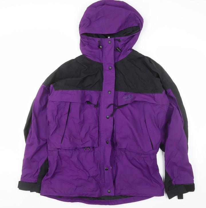 Solstice Womens Purple Black Hooded Anorak Jacket L Windproof