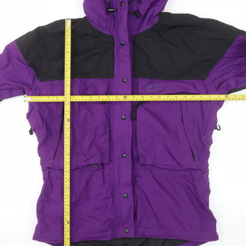 Solstice Womens Purple Black Hooded Anorak Jacket L Windproof