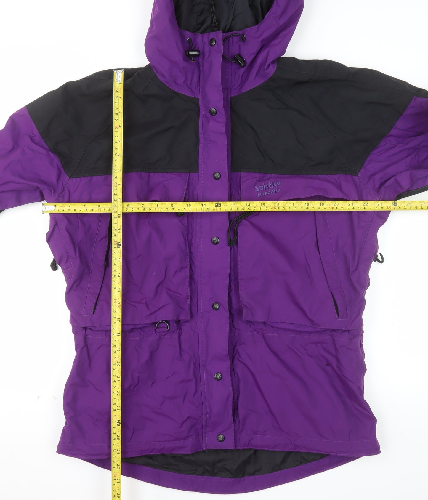 Solstice Womens Purple Black Hooded Anorak Jacket L Windproof
