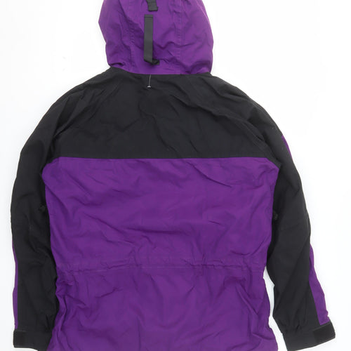 Solstice Womens Purple Black Hooded Anorak Jacket L Windproof