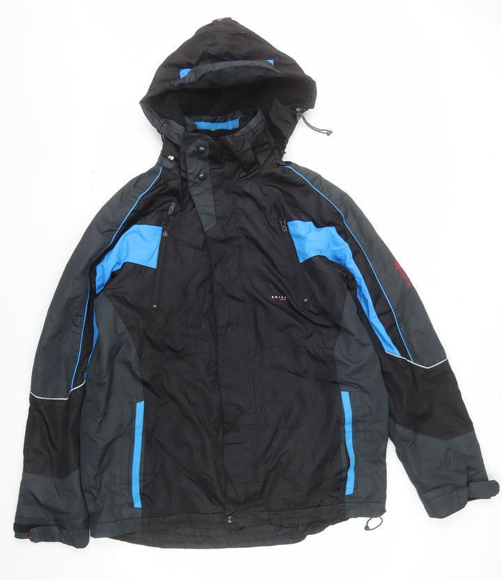 Skila Sport Men's Black Blue M Ski Jacket Hooded Waterproof