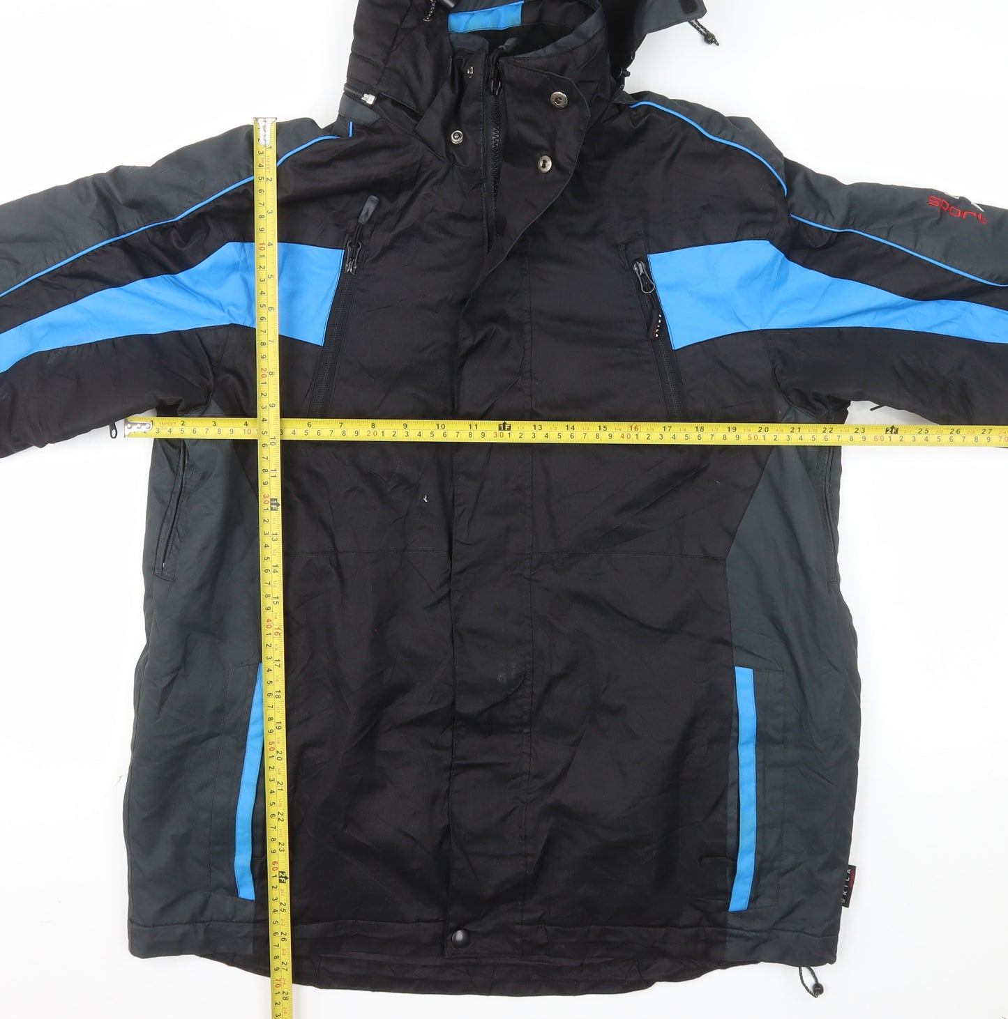 Skila Sport Men's Black Blue M Ski Jacket Hooded Waterproof