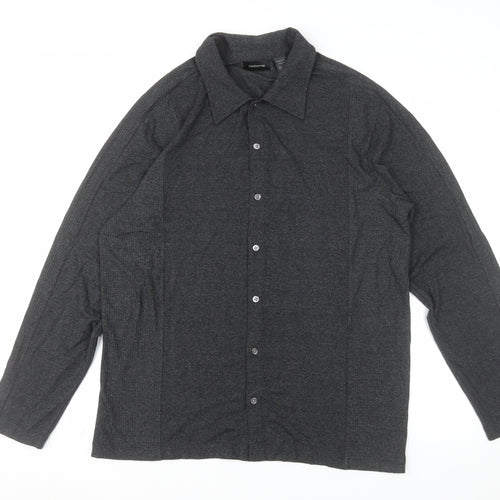 Claiborne Men’s Grey Long Sleeve Slim Fit Button-Up Shirt Size L