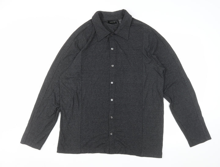 Claiborne Men’s Grey Long Sleeve Slim Fit Button-Up Shirt Size L