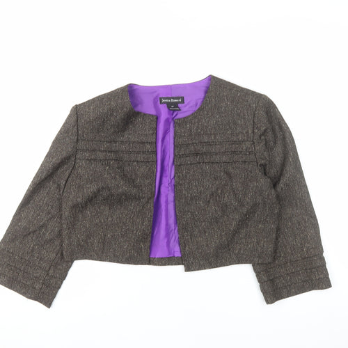Jessica Howard Women Brown 6 Petite Tweed Cropped Suit Jacket