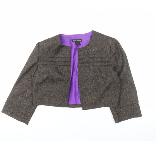 Jessica Howard Women Brown 6 Petite Tweed Cropped Suit Jacket