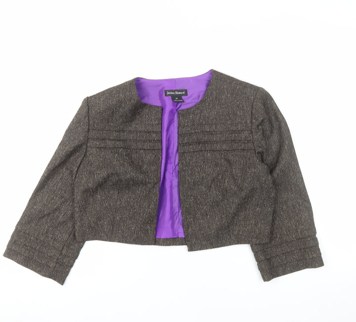 Jessica Howard Women Brown 6 Petite Tweed Cropped Suit Jacket