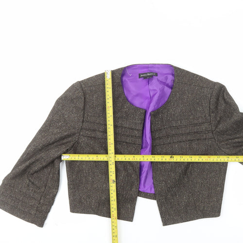 Jessica Howard Women Brown 6 Petite Tweed Cropped Suit Jacket