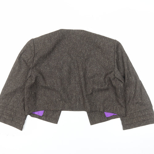 Jessica Howard Women Brown 6 Petite Tweed Cropped Suit Jacket