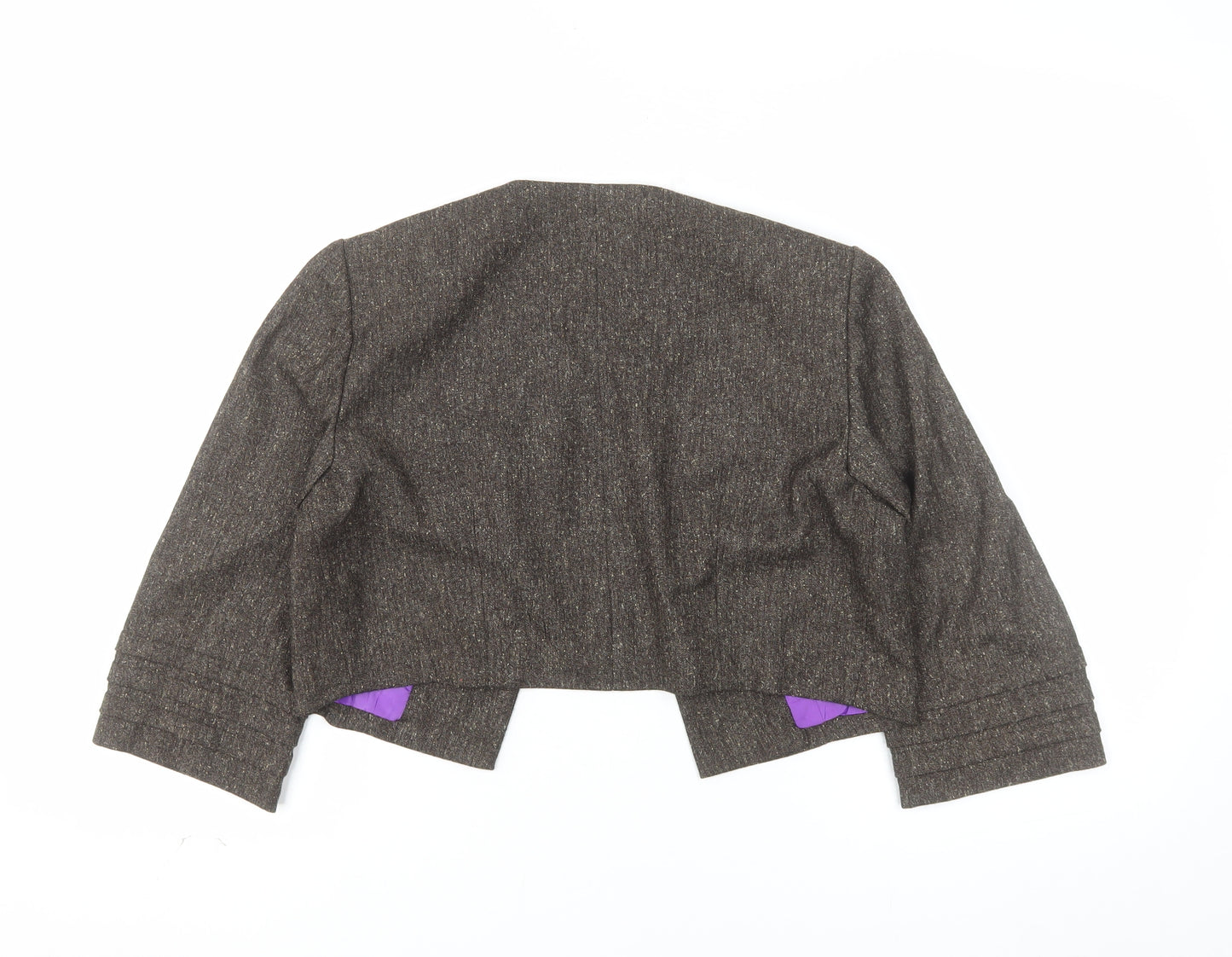 Jessica Howard Women Brown 6 Petite Tweed Cropped Suit Jacket