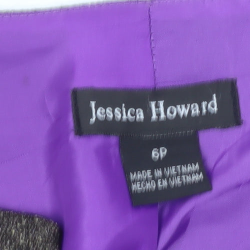 Jessica Howard Women Brown 6 Petite Tweed Cropped Suit Jacket
