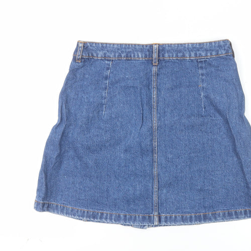 H&M Divided Women’s Blue Denim A-Line Button Skirt Size 12