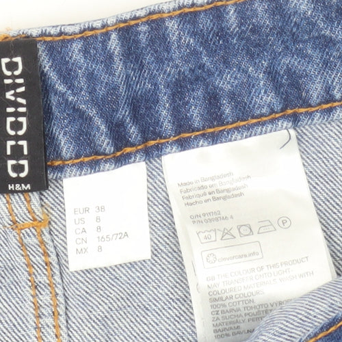 H&M Divided Women’s Blue Denim A-Line Button Skirt Size 12