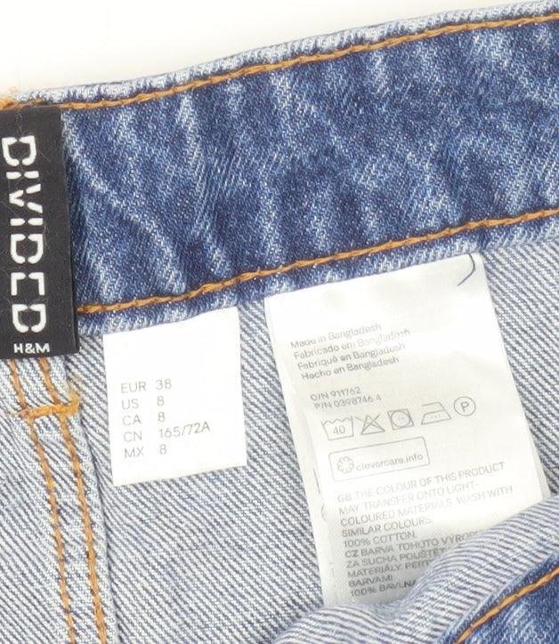 H&M Divided Women’s Blue Denim A-Line Button Skirt Size 12